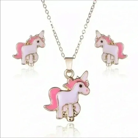 Unicorn Necklace & Earring Set NWT