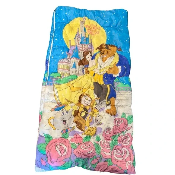 Vintage Beauty & The Beast Sleeping Bag Belle 1990s Disney 27x55