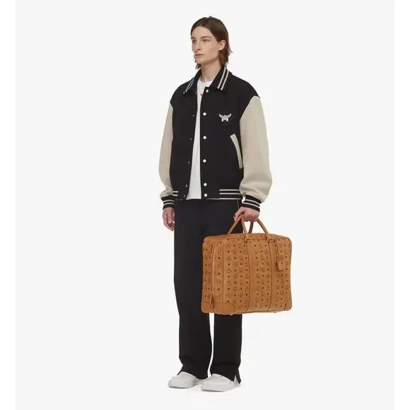 MCM Ottomar Suitcase in Visetos Tan Cognac Leather Weekender Monogram Logo $1390