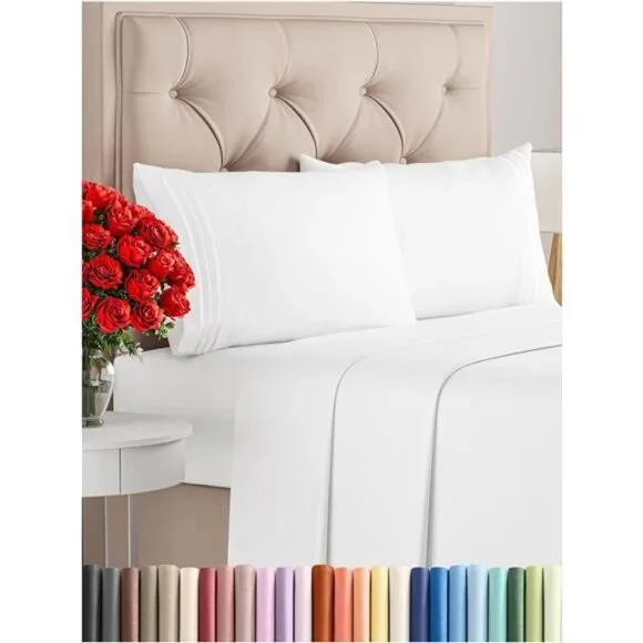 Queen Size 4 Piece Sheet Set - Comfy Breathable & Cooling Bed Sheets Set -