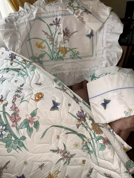 Vintage JC Penney Operation Wildflower 5-Pc Bedding Set - 78