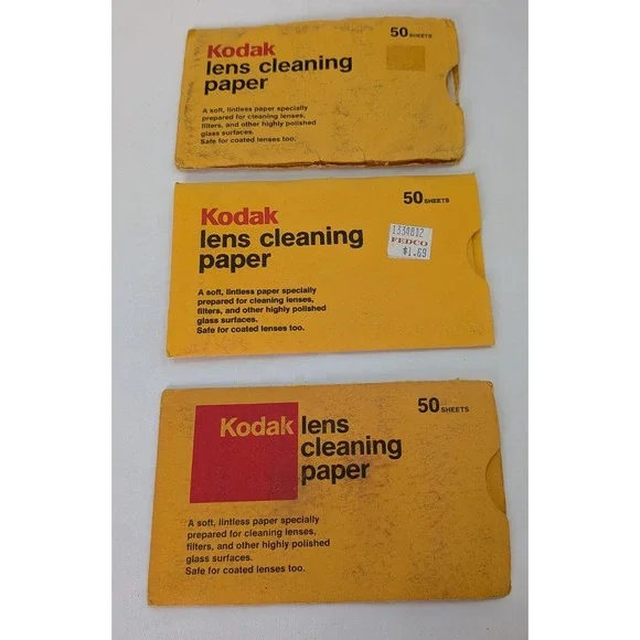 Kodak Lens Cleaning Paper 3 Pack 50 Sheets Each Yellow Fair Vintage Camera Care