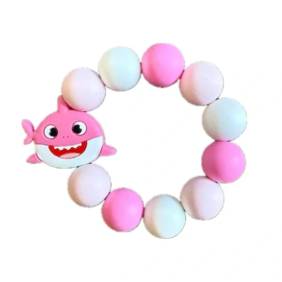 Baby/Toddler Pink Baby Shark Silicone Bead Bracelet
