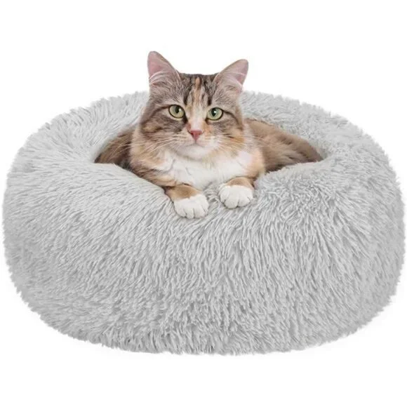 20inx 20x 8 Calming Donut Dog Bed Anti-Anxiety, Self Warming, Cozy Soft Plush