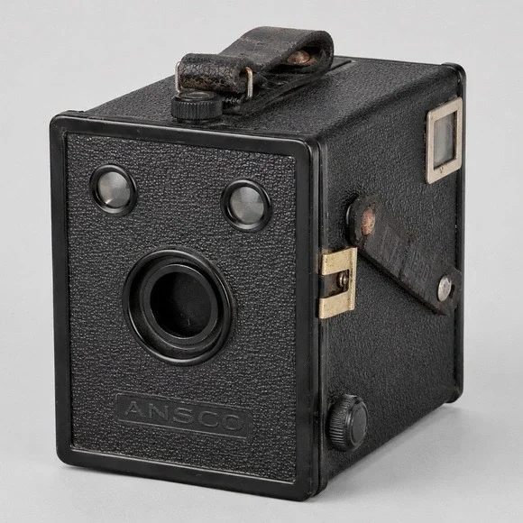 Vintage Ansco B2 Cadet Box Camera 120 Film Art Deco Black USA 1930s