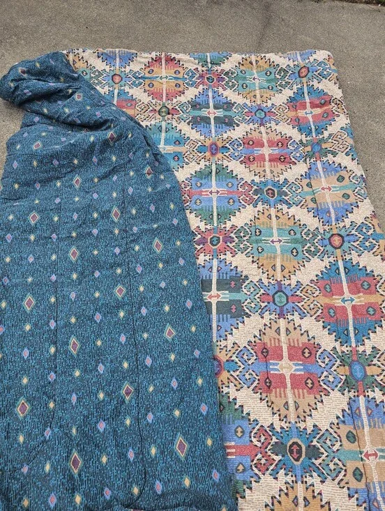 Springs Industries Aztec Queen Comforter Blanket USA Made 50/50 Blend Reversible