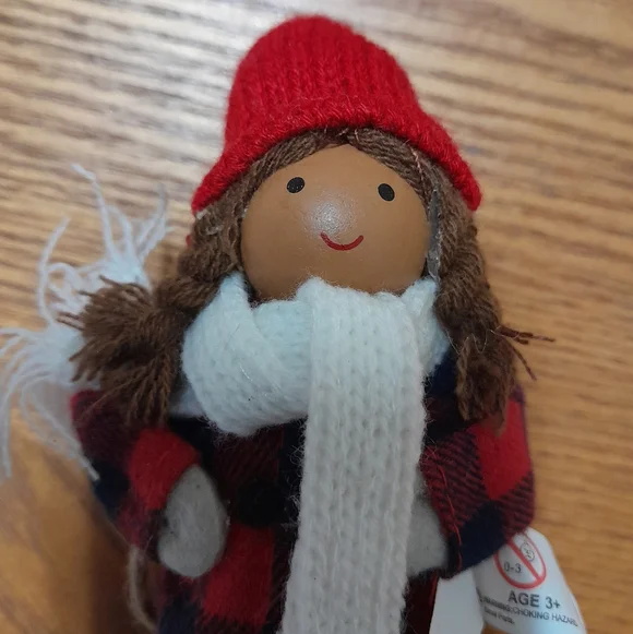 Christmas Wooden Doll Ornament On A Sleigh Size:5
