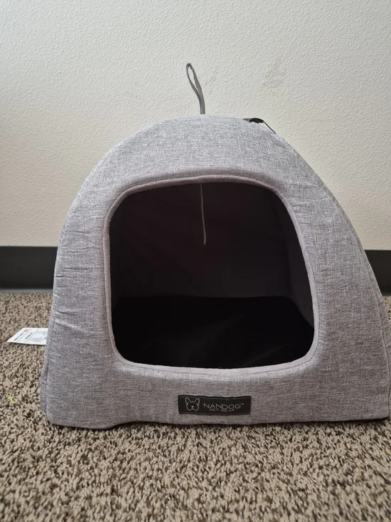 Nandog Enclosed Cat Cave Bed - Light Gray