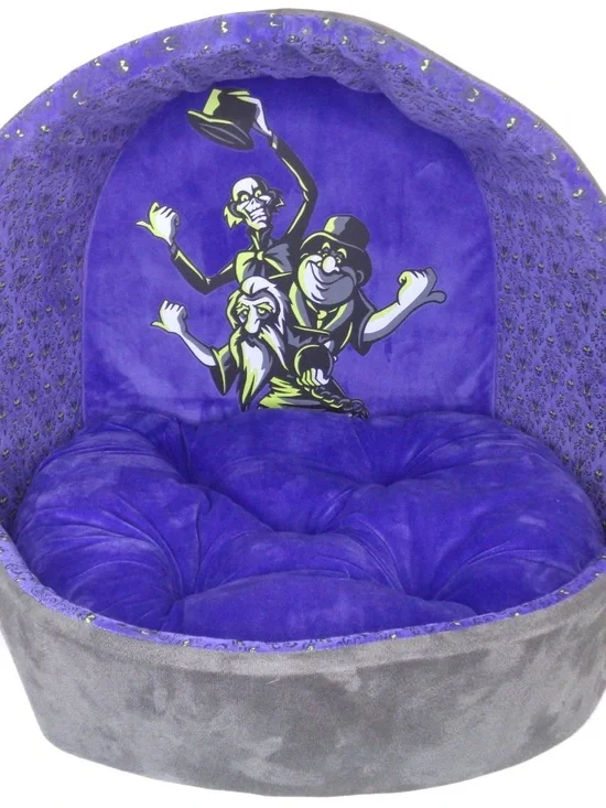 Disney Purple & Gray Hooded Cat Bed with Haunted Mansion Hitchhiking Ghosts