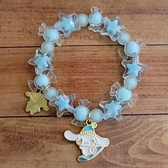 Cinnamoroll Star Candy Wrapper Baby Blue Resin Beaded Charm Elastic Bracelet