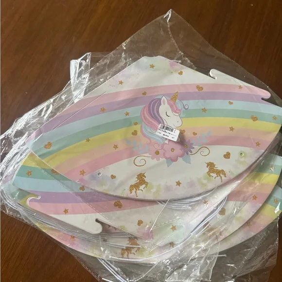 Unicorn Party Banner with Rainbow Stripes