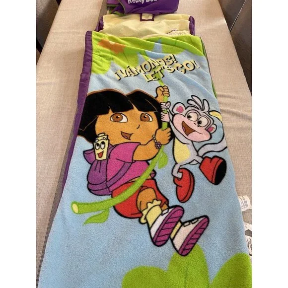 Vintage‎ 2004 Dora the Explorer Boots Nick Jr Ready Bed Sleeping Bag Case Y2K