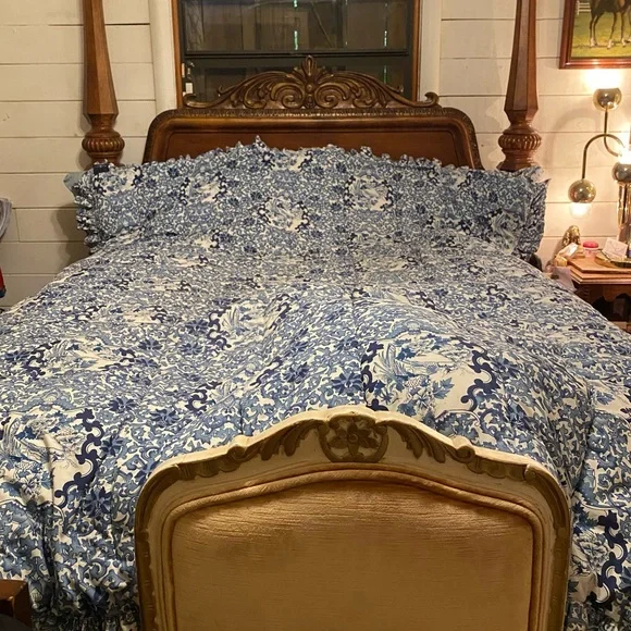 Ralph Lauren RARE Porcelain Blue Tamarind Bird Twin comforter