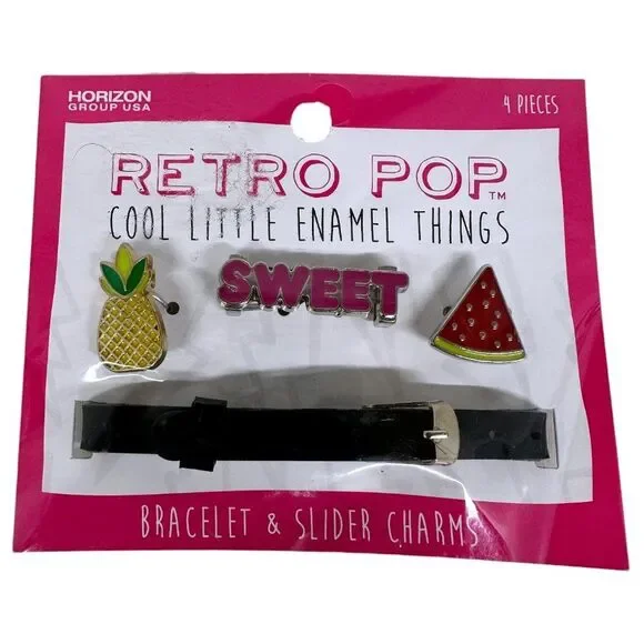 Retro Pop Black Bracelet & Slider Charms