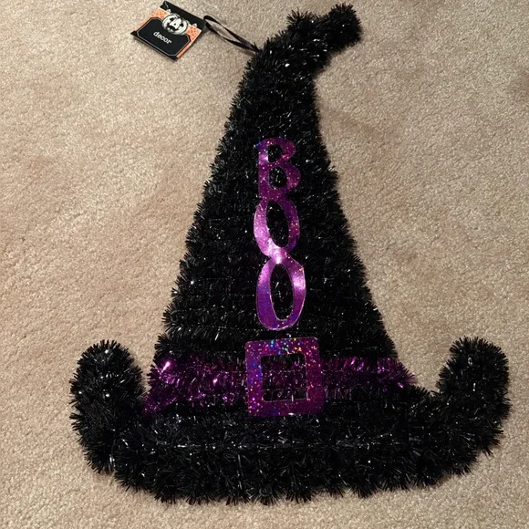 Black and Purple Witch Hat Decoration NWT
