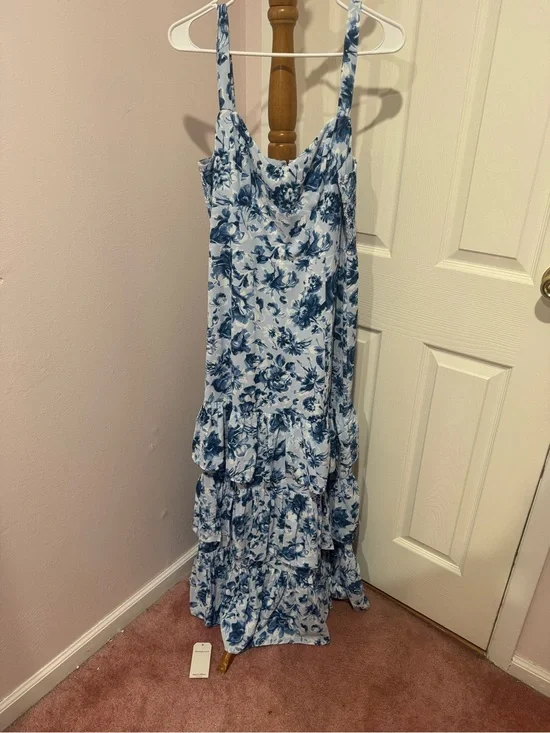 NWT Abercrombie & Fitch Blue Floral Tiered Maxi Dress