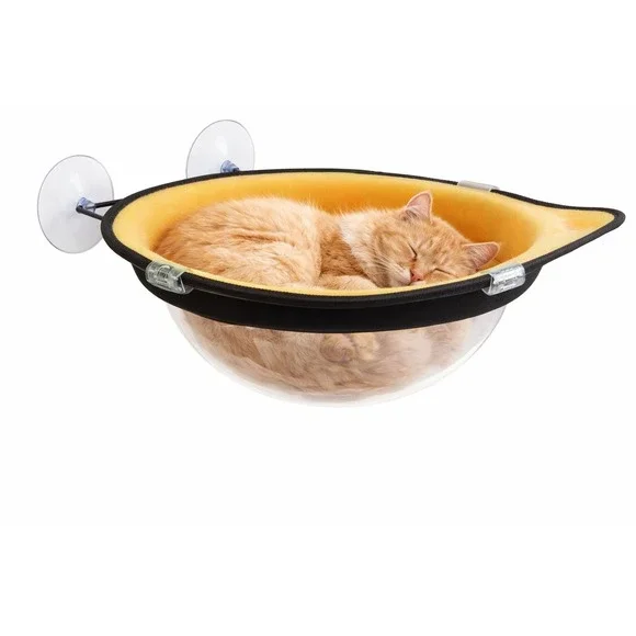 Cat Window Yellow Hammock, Suction Cup Cat Bed Hammock Window Seat