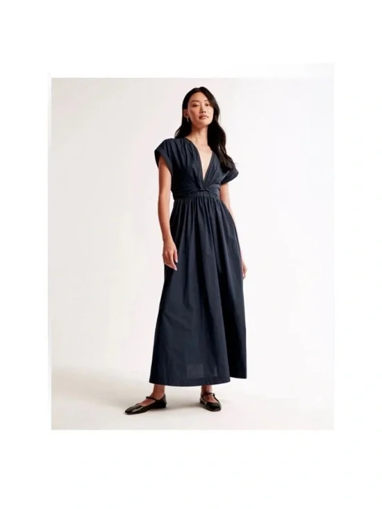 Abercrombie & Fitch Deep Navy V-Neck Maxi Dress