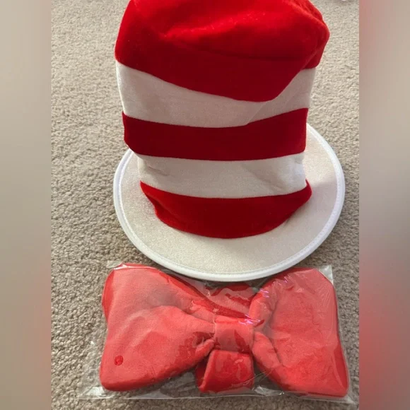 Child’s Red and White Striped Party Hat and bow tie