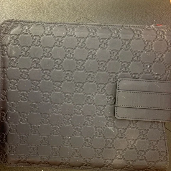 Gucci Navy Embossed Leather Case
