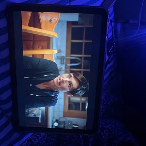 Apple Tablet with Blue Frame