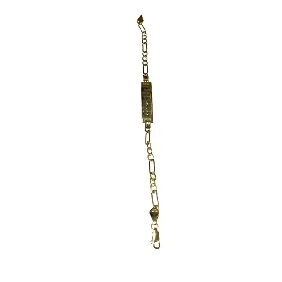 Laminated Gold Tone ID‎ Bracelet Figaro Chain Infant Jewelry Christening Gift