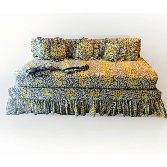 RARE VTG Custom‎ Daybed Bedding Set J.P. Stevens Butterfly Floral 11 Pc Sofa