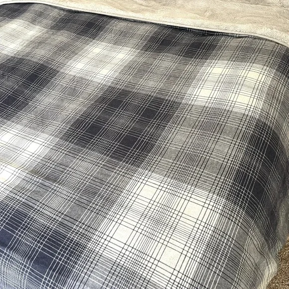 Ugg Avery Sherpa Lined Comforter 84x90 Full Queen Navy Plaid Flannel Gray Plush