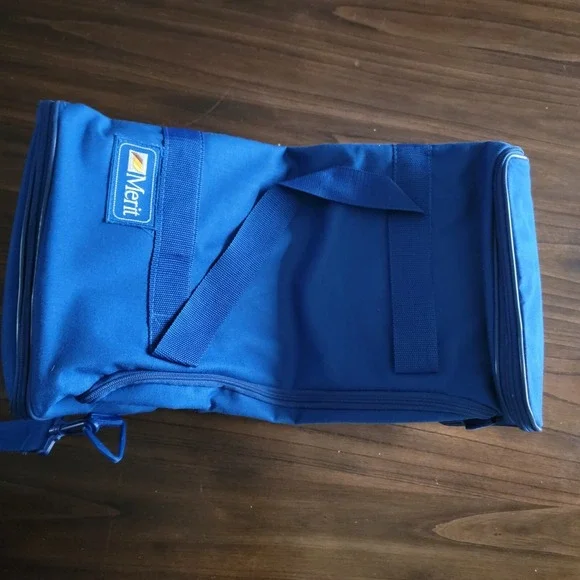 Vintage Brand New Unisex Rare 80's Merit Logo Blue Duffle/Travel Bag Tobacciana