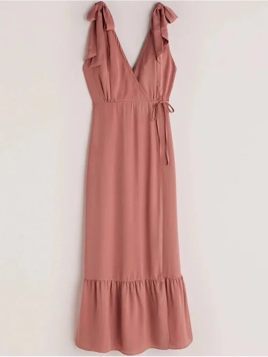 Abercrombie & Fitch Rose Tie-Shoulder Wrap Maxi Dress