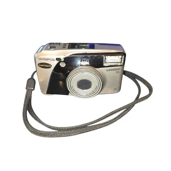 Olympus Superzoom 115 Film Camera 35mm Quartz Date Nonworking For Parts/Repair