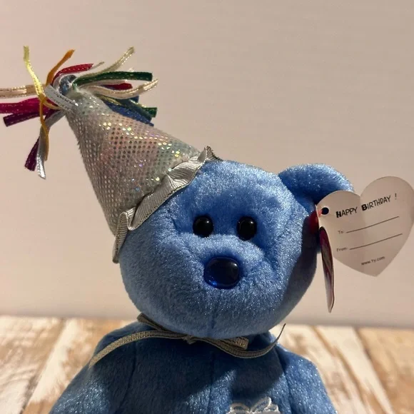 Blue Party Bear with Colorful Hat