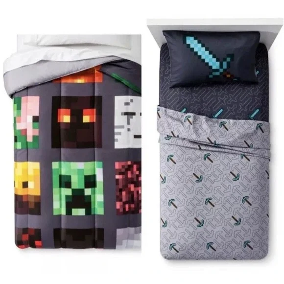 MINECRAFT Comforter Sheet Set 6PC FULL DOUBLE GAMER KIDS TEENS NIP