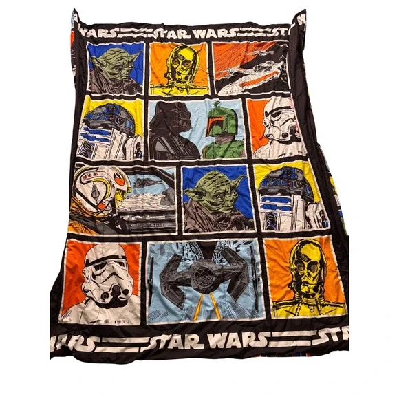 Star Wars Lucasfilm Reversible Comforter Grid Yoda Darth Vader Boba Fett Full