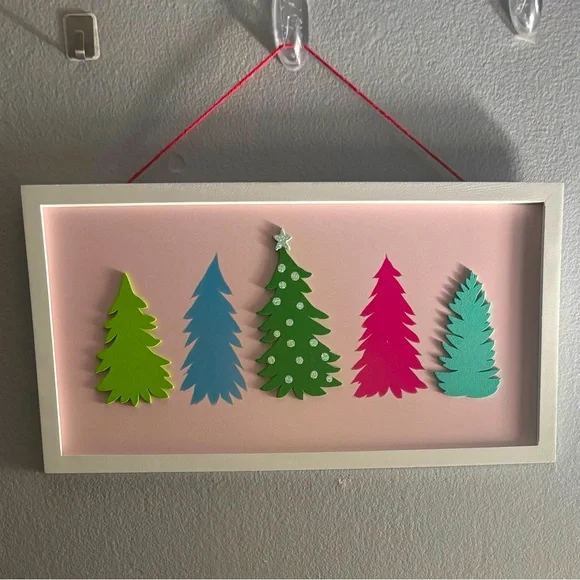Target Pink Wood Christmas Tree Sign / Picture