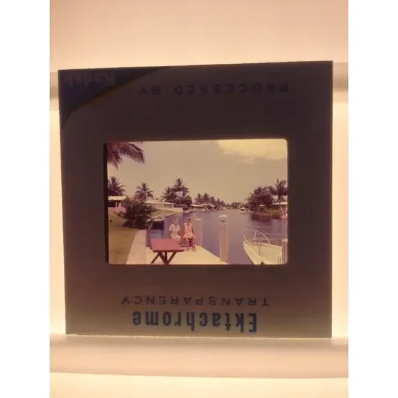 Vintage 1969 Women on Dock California Harbor Ektachrome Photograph Color Slide