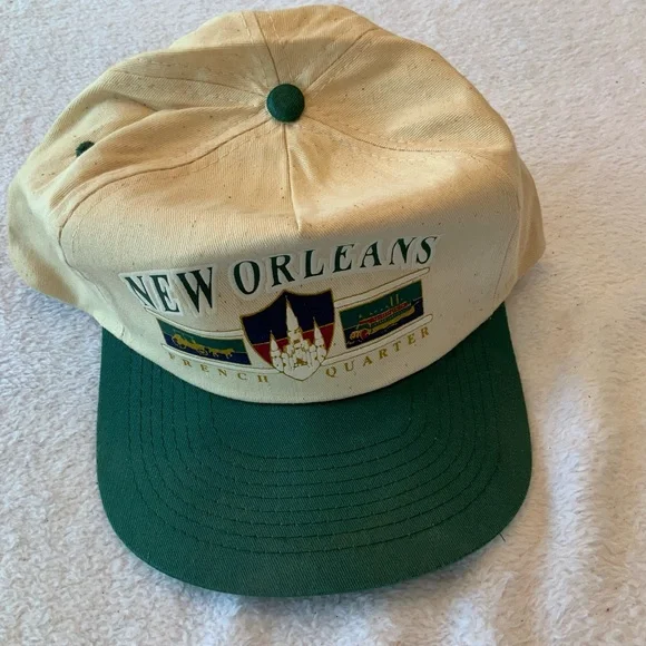 New Orleans French Quarter Cap - Cream and Green sku 2398