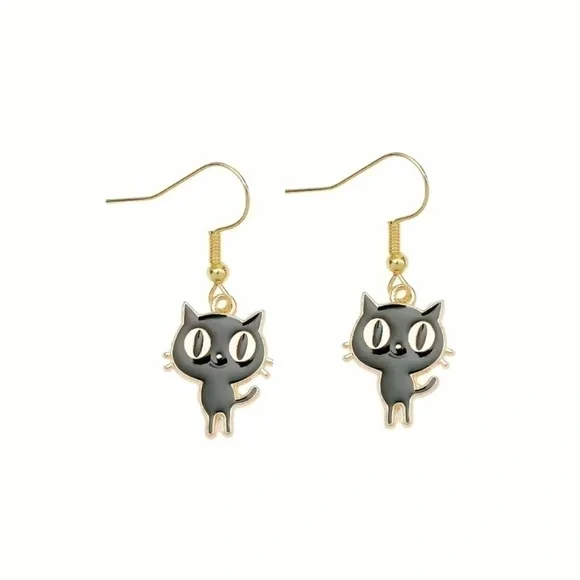 Black Cat Dangle Earrings