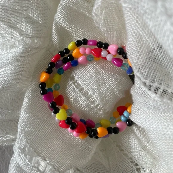 Kids mix color acrylic bead 3 stretchy bracelet