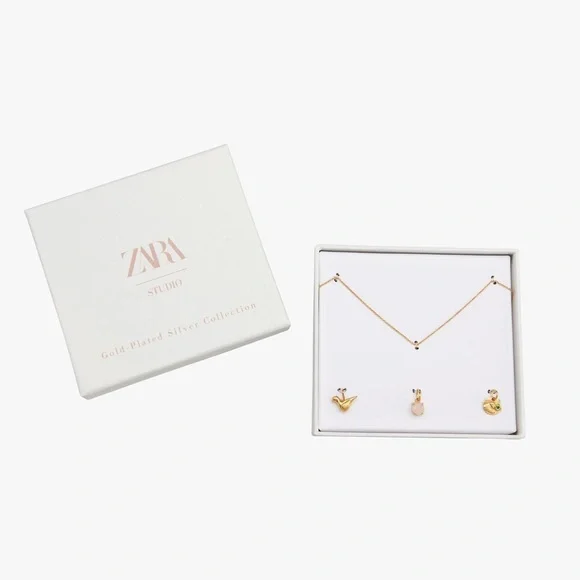 NWT. Zara Kids Sterling Silver and 24 kt Gold Plated Chain with details.