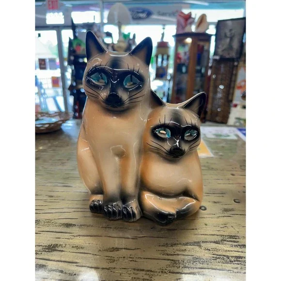 Vintage Rare Wales Siamese Cat TV Lamp