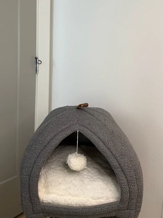 Gray Pet Cave Bed with Plush Interior - Brand