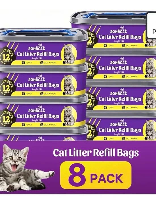 Cat Litter Refill Bags 8-Pack - Purple