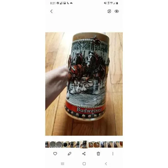 *VINTAGE* 1988 Budweiser Beer Stein Collector’s series Holiday Mug