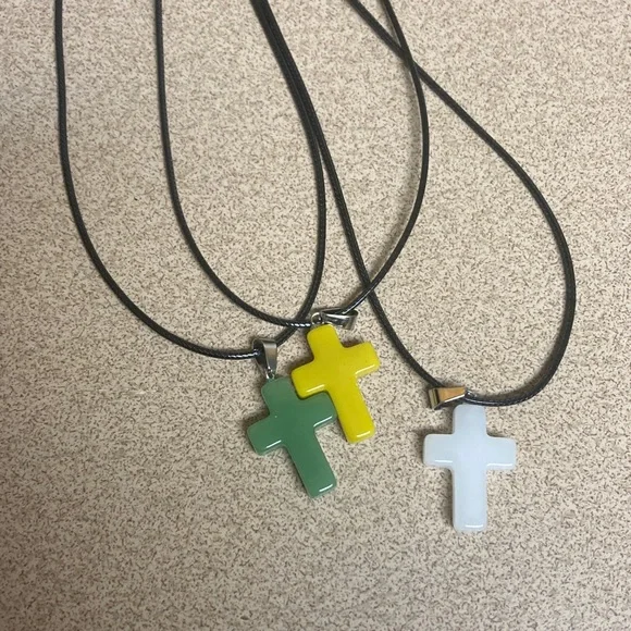 4/$20 bundle and save Kids Cross Pendant Necklace Set - Green, Yellow & White
