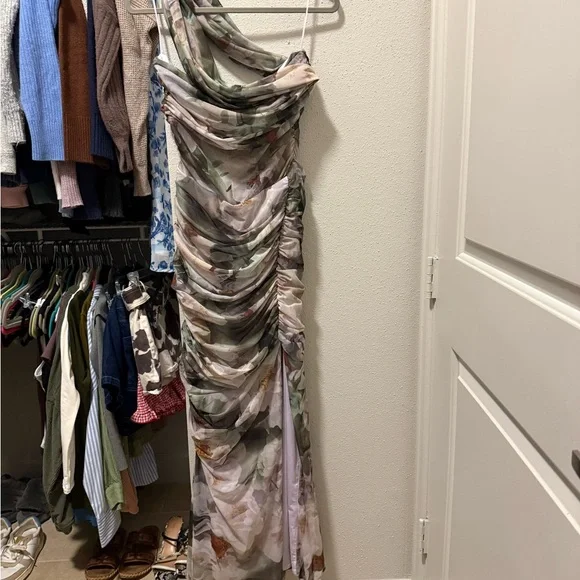 Abercrombie & Fitch Elegant White and Green Floral Dress