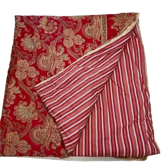Chaps Ralph Lauren JULIETTE Queen Floral Paisley Stripe Reversible Comforter