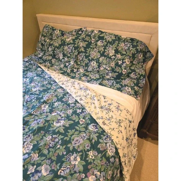 Vtg 90s Primrose Violet Green Floral‎ Martex 