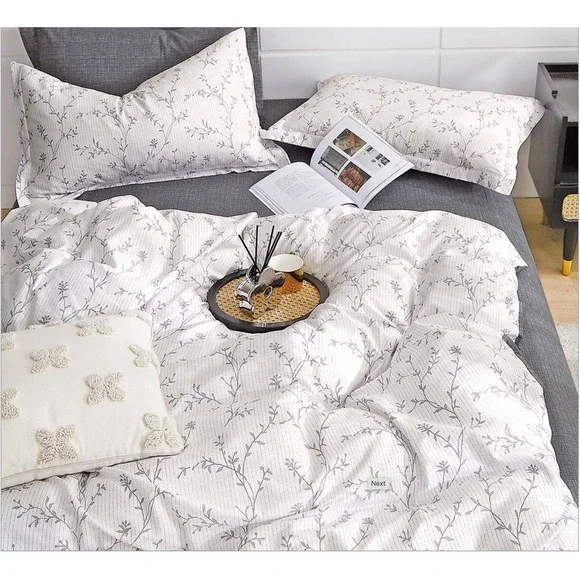 Ivy Gray Branches 100% Cotton Comforter Set Queen Modern Farmhouse Minimalist