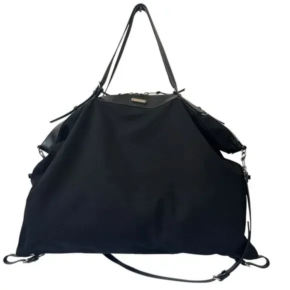 Saint Laurent ID Convertible Travel Duffel Bag Large Black Canvas Leather Trim